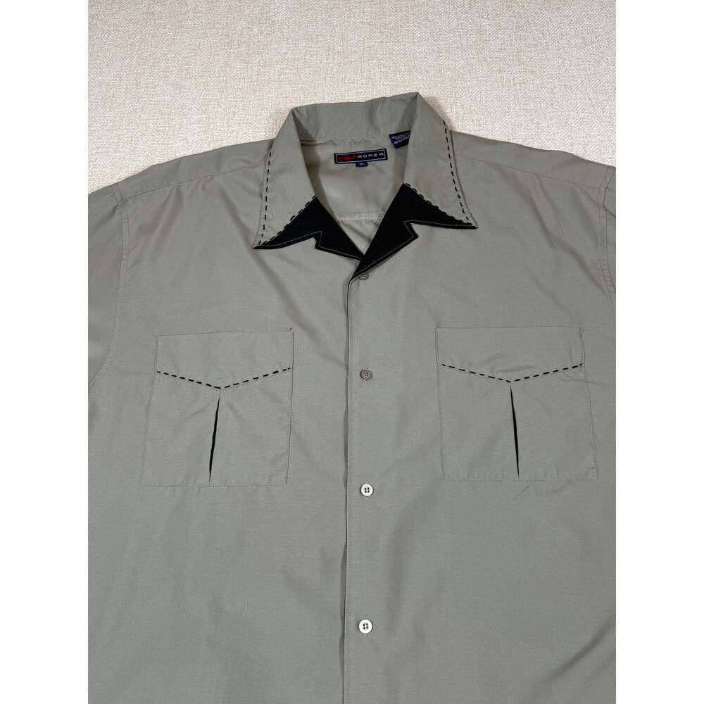 Roper Men XL Tan Black Western Short Sleeve Button Front Cowboy Shirt Rodeo - Picture 7 of 8